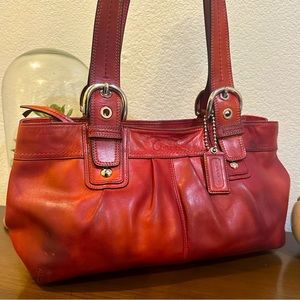 Coach Soho Crimson Leather Pleated Shoulder Bag/Tote Bag - F13732